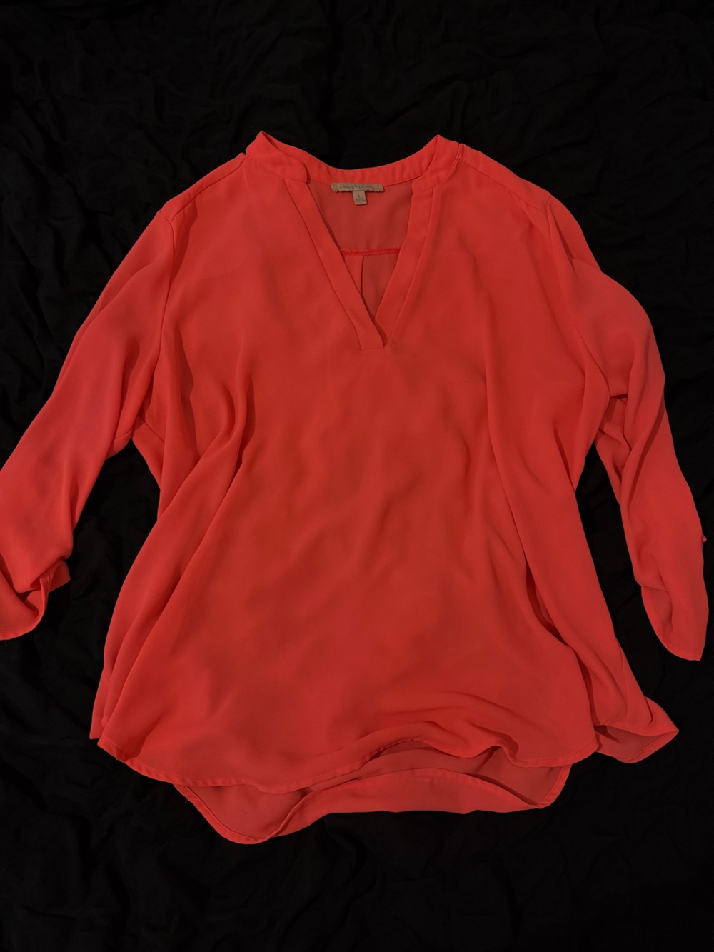 Gibson Latimer Coral V-Neck Long Sleeve Blouse